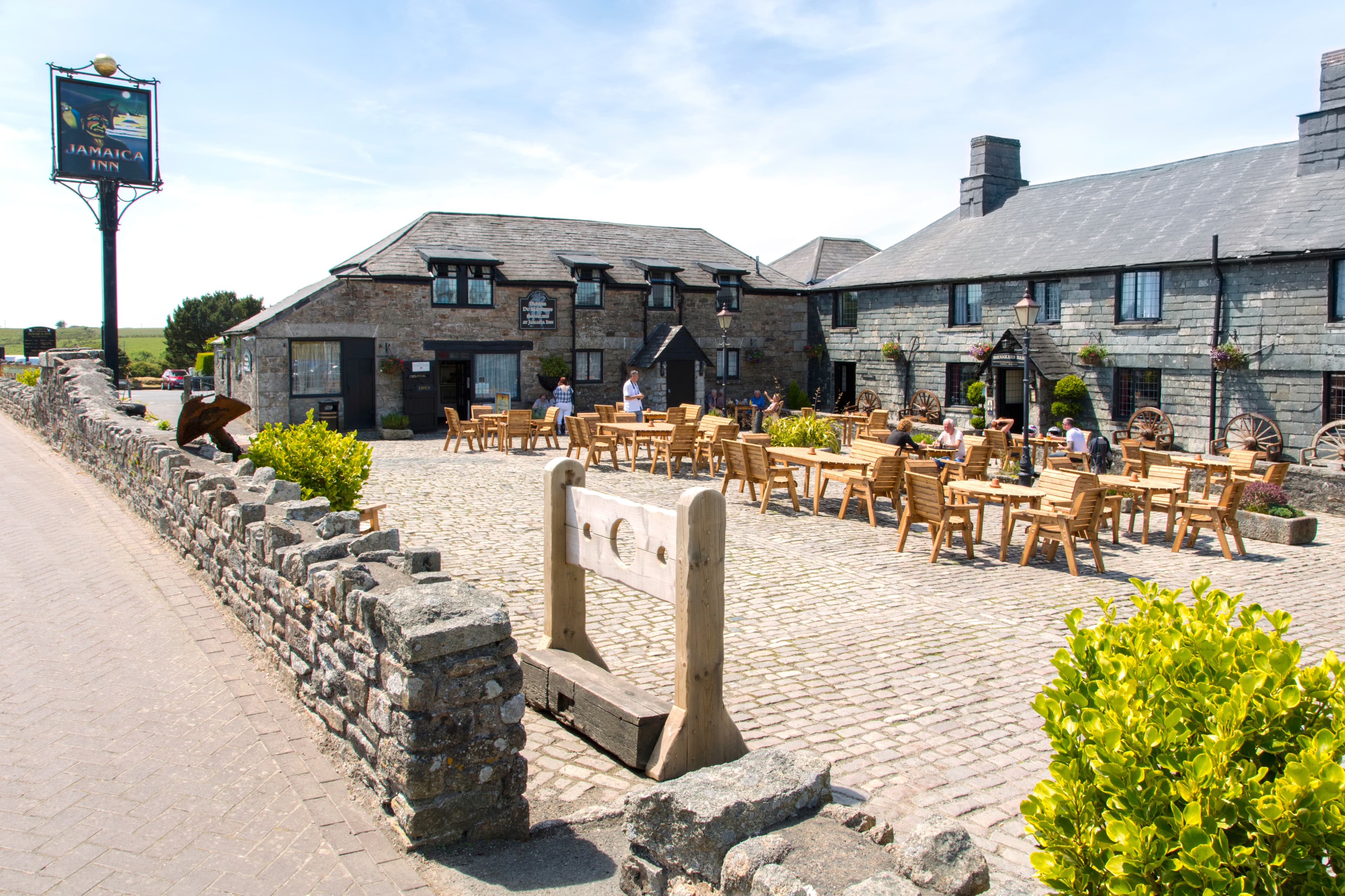 Charming village street with white-washed cottages